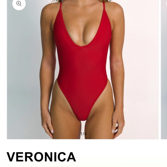 Veronica Red One Piece Swimsuit - Picture 1 of 6